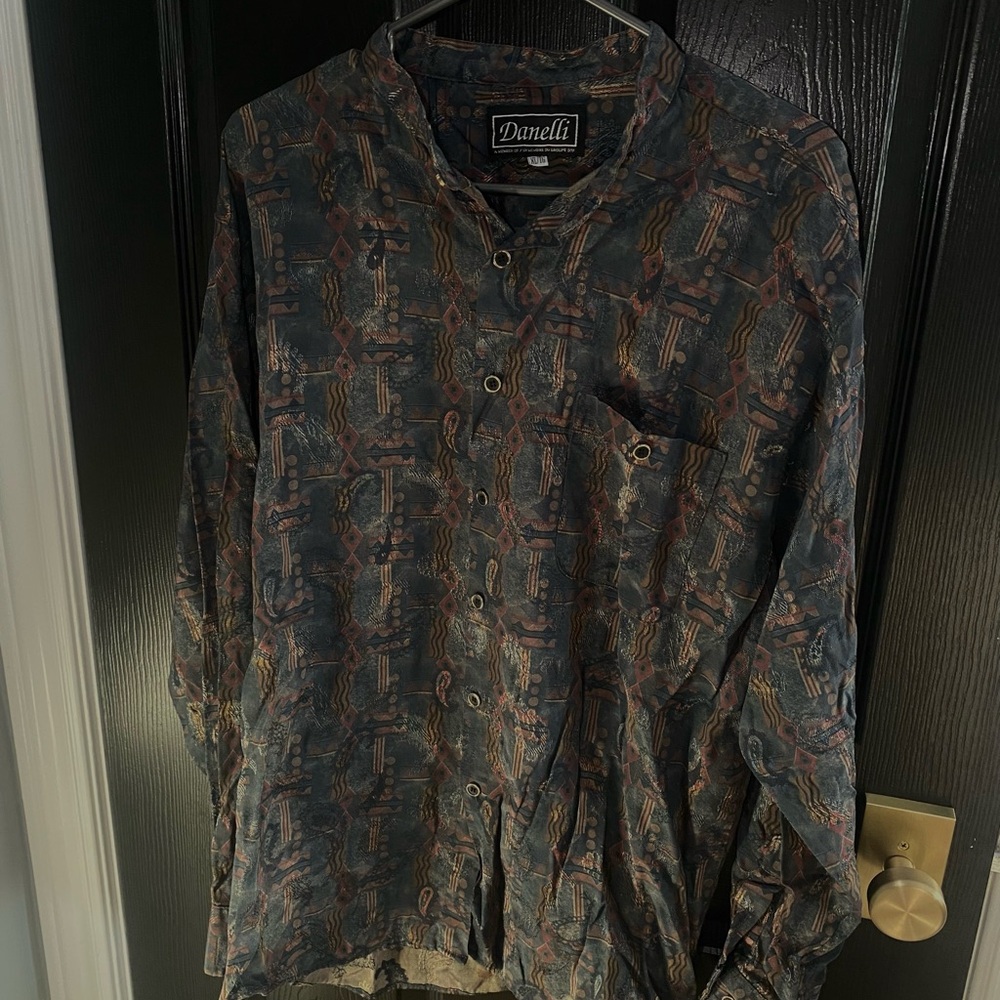 Vintage Danella Patterned Button-Up Shirt